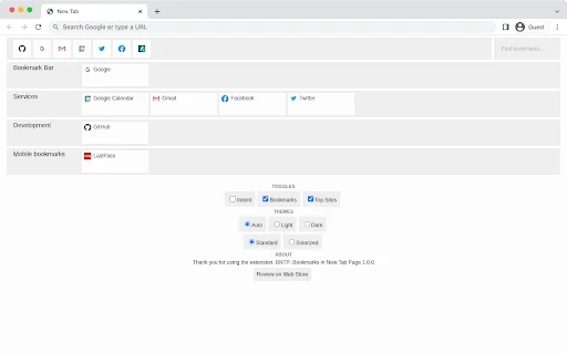 BNTP: Bookmarks in New Tab Page – Kelola Bookmark Jadi Mudah - Screenshot 1